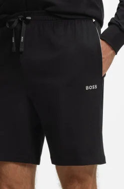 Stretch-cotton shorts with embroidered logo