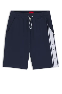 Stretch-cotton shorts with logo tape
