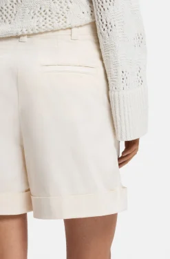 Stretch-cotton shorts with turn-up hems