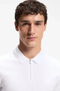 Stretch-cotton slim-fit polo shirt with logo patch