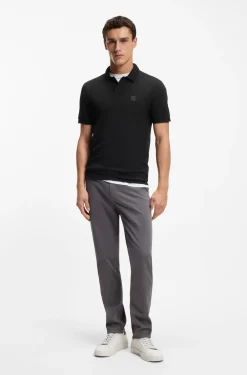 Stretch-cotton slim-fit polo shirt with logo patch