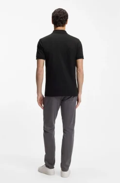 Stretch-cotton slim-fit polo shirt with logo patch
