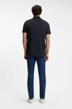 Stretch-cotton slim-fit polo shirt with logo patch