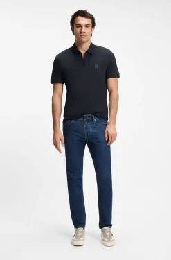 Stretch-cotton slim-fit polo shirt with logo patch