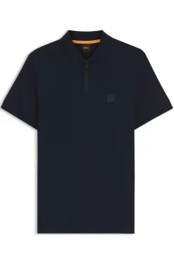 Stretch-cotton slim-fit polo shirt with logo patch