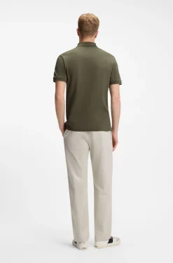 Stretch-cotton slim-fit polo shirt with logo patch