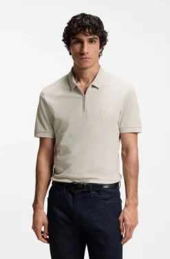 Stretch-cotton slim-fit polo shirt with logo patch