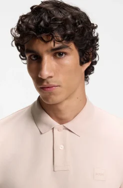 Stretch-cotton slim-fit polo shirt with logo patch