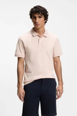 Stretch-cotton slim-fit polo shirt with logo patch
