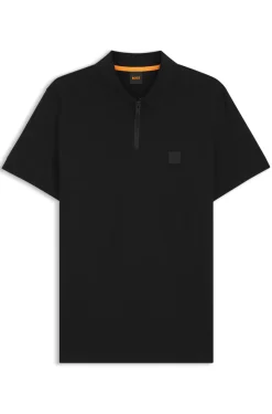 Stretch-cotton slim-fit polo shirt with logo patch