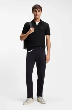 Stretch-cotton slim-fit polo shirt with logo patch