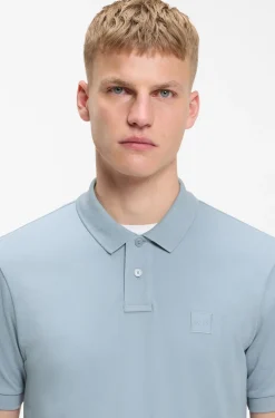 Stretch-cotton slim-fit polo shirt with logo patch