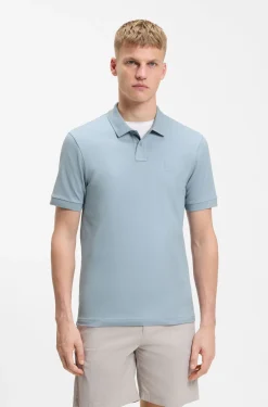 Stretch-cotton slim-fit polo shirt with logo patch