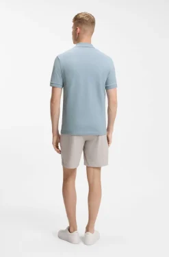 Stretch-cotton slim-fit polo shirt with logo patch