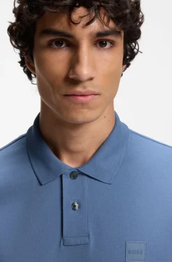 Stretch-cotton slim-fit polo shirt with logo patch