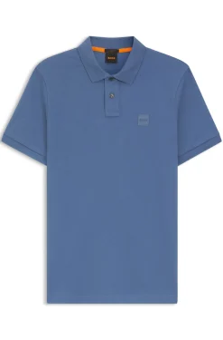 Stretch-cotton slim-fit polo shirt with logo patch