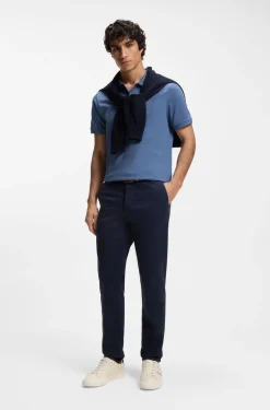 Stretch-cotton slim-fit polo shirt with logo patch