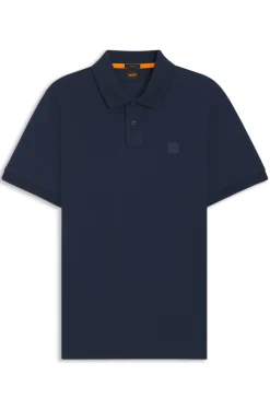 Stretch-cotton slim-fit polo shirt with logo patch