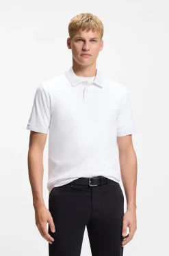 Stretch-cotton slim-fit polo shirt with logo patch