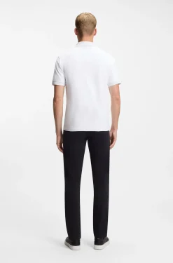 Stretch-cotton slim-fit polo shirt with logo patch