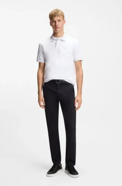 Stretch-cotton slim-fit polo shirt with logo patch