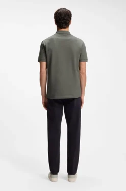 Stretch-cotton slim-fit polo shirt with logo patch