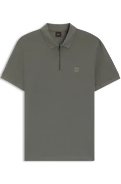 Stretch-cotton slim-fit polo shirt with logo patch