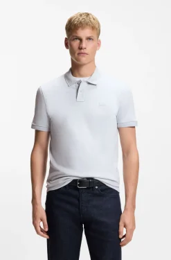 Stretch-cotton slim-fit polo shirt with logo patch