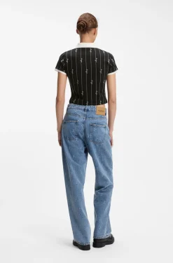 Stretch-cotton slim-fit polo with logo pinstripes