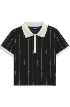Stretch-cotton slim-fit polo with logo pinstripes