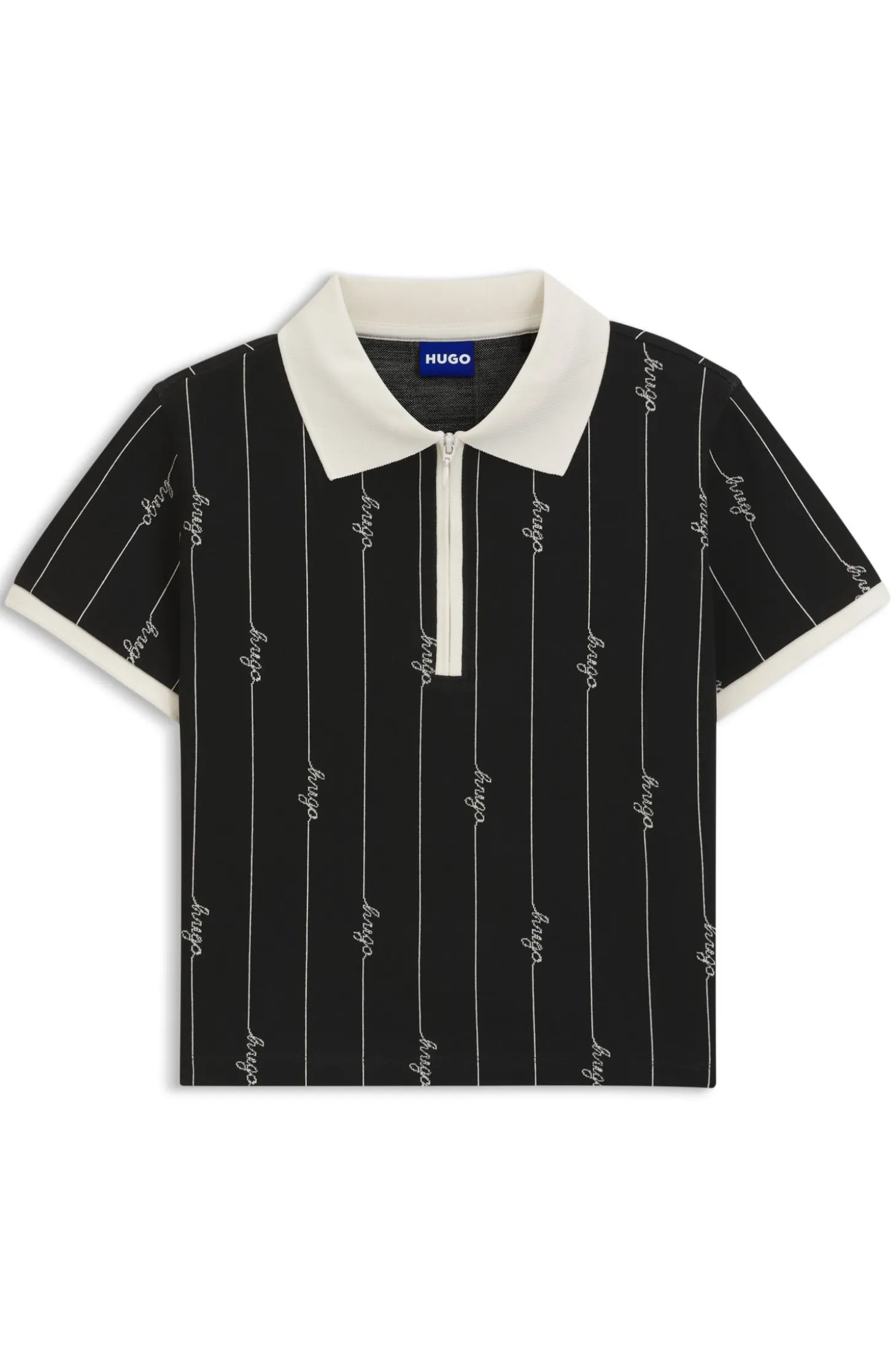 Stretch-cotton slim-fit polo with logo pinstripes