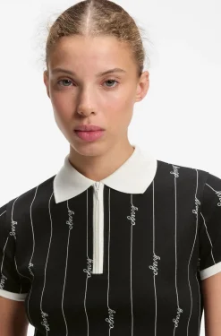 Stretch-cotton slim-fit polo with logo pinstripes
