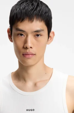 Stretch-cotton slim-fit tank top with contrast logo