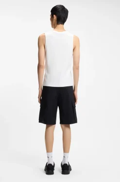 Stretch-cotton slim-fit tank top with contrast logo
