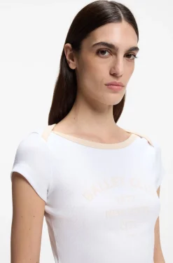 Stretch-cotton slim-fit T-shirt with ballet slogans