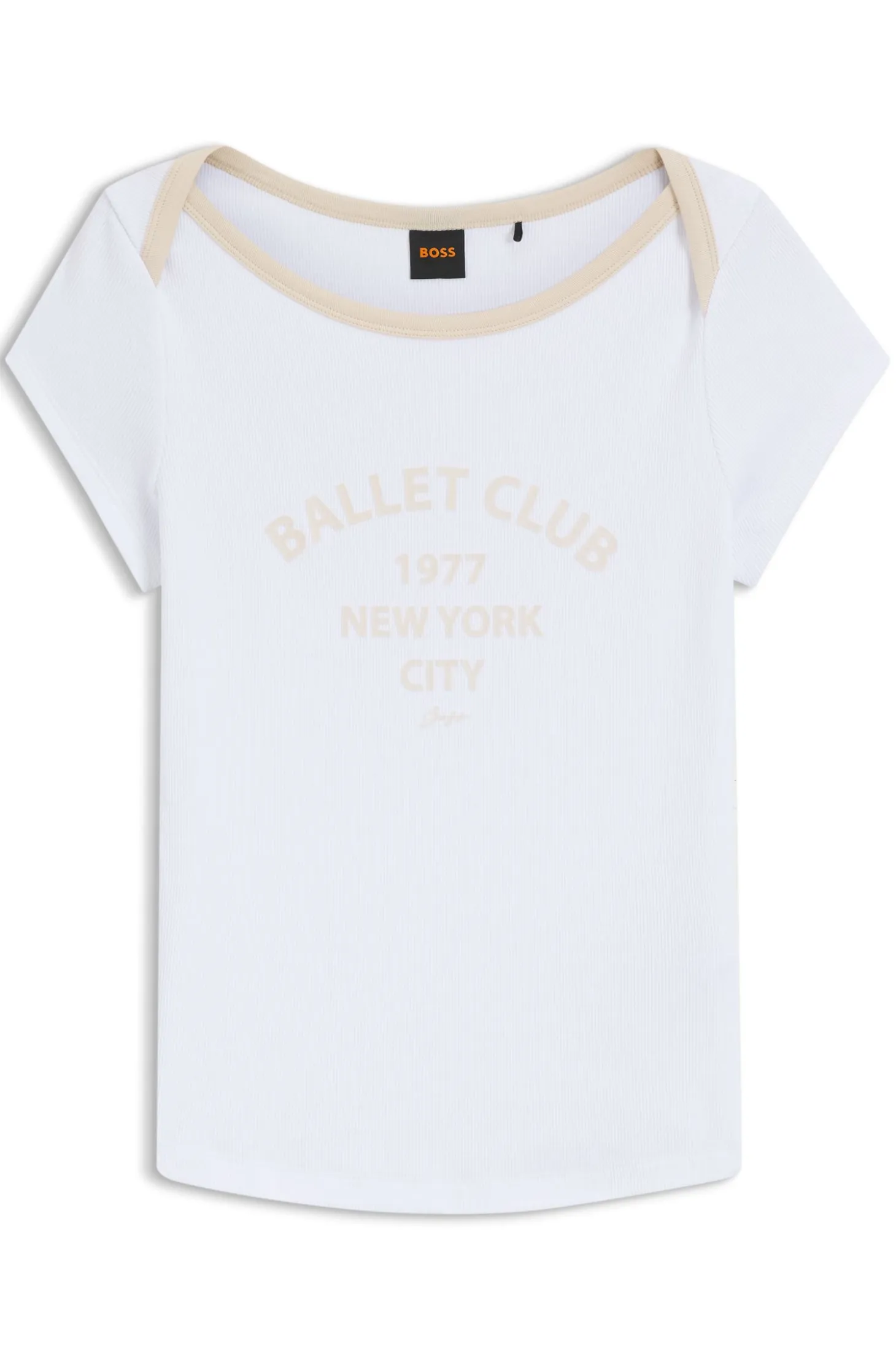 Stretch-cotton slim-fit T-shirt with ballet slogans