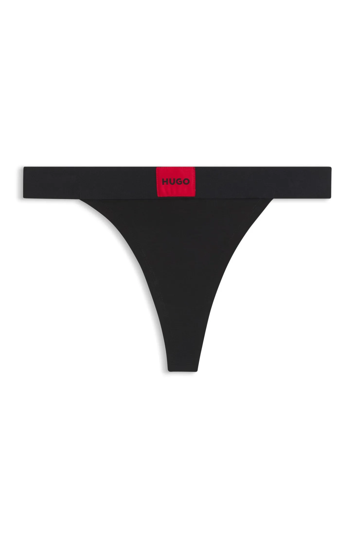 Stretch-cotton thong with red logo