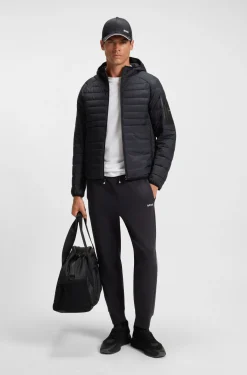 Stretch-cotton tracksuit bottoms with stripe insert