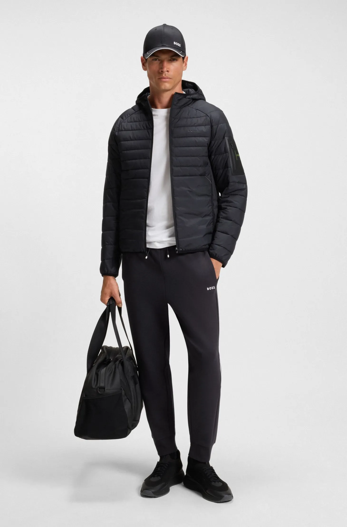 Stretch-cotton tracksuit bottoms with stripe insert