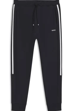 Stretch-cotton tracksuit bottoms with stripe insert