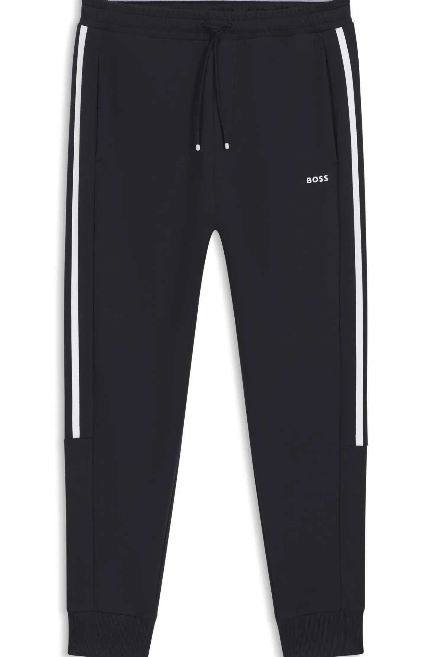 Stretch-cotton tracksuit bottoms with stripe insert