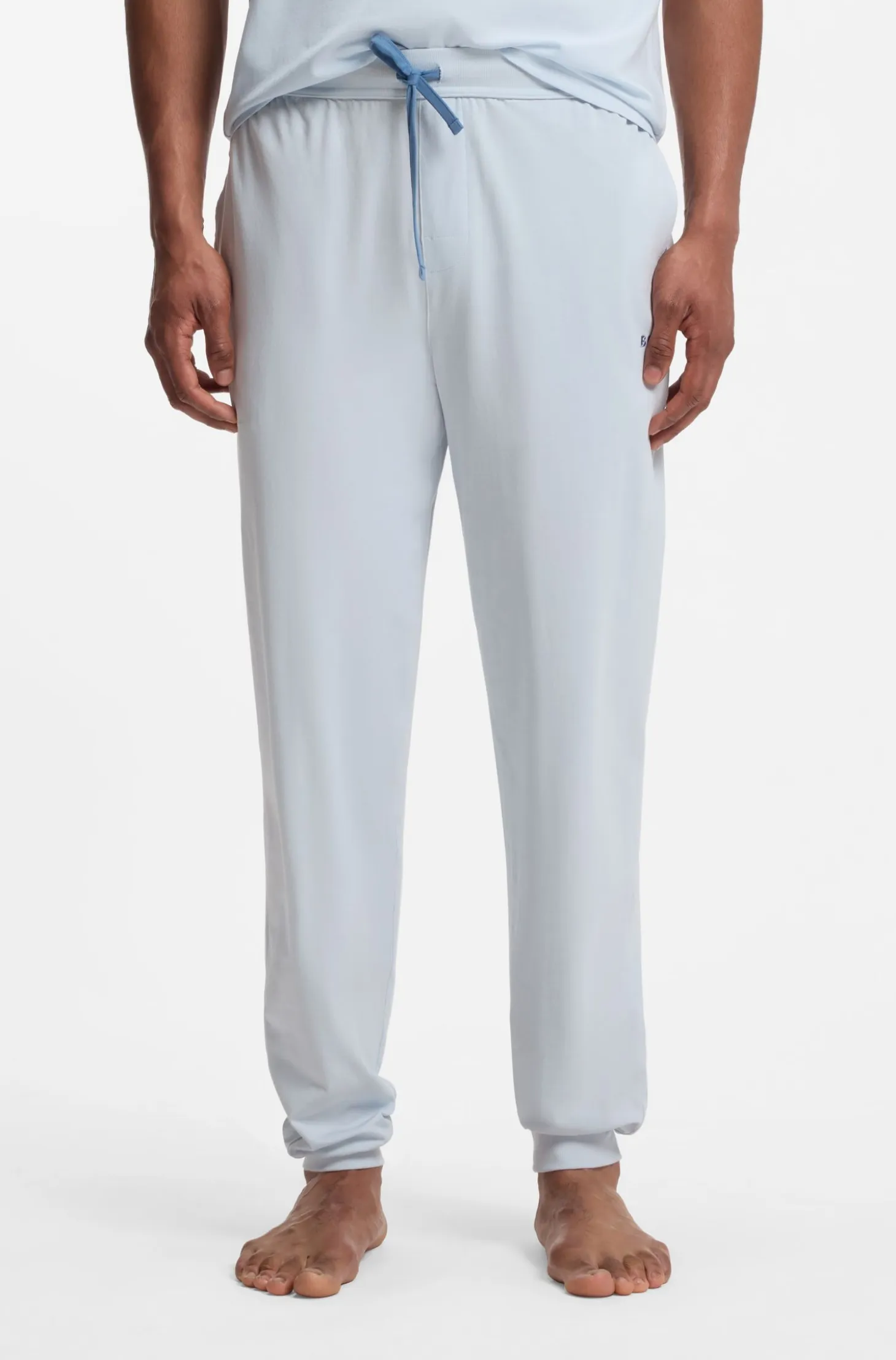 Stretch-cotton tracksuit bottoms with embroidered logo
