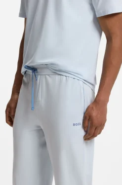 Stretch-cotton tracksuit bottoms with embroidered logo