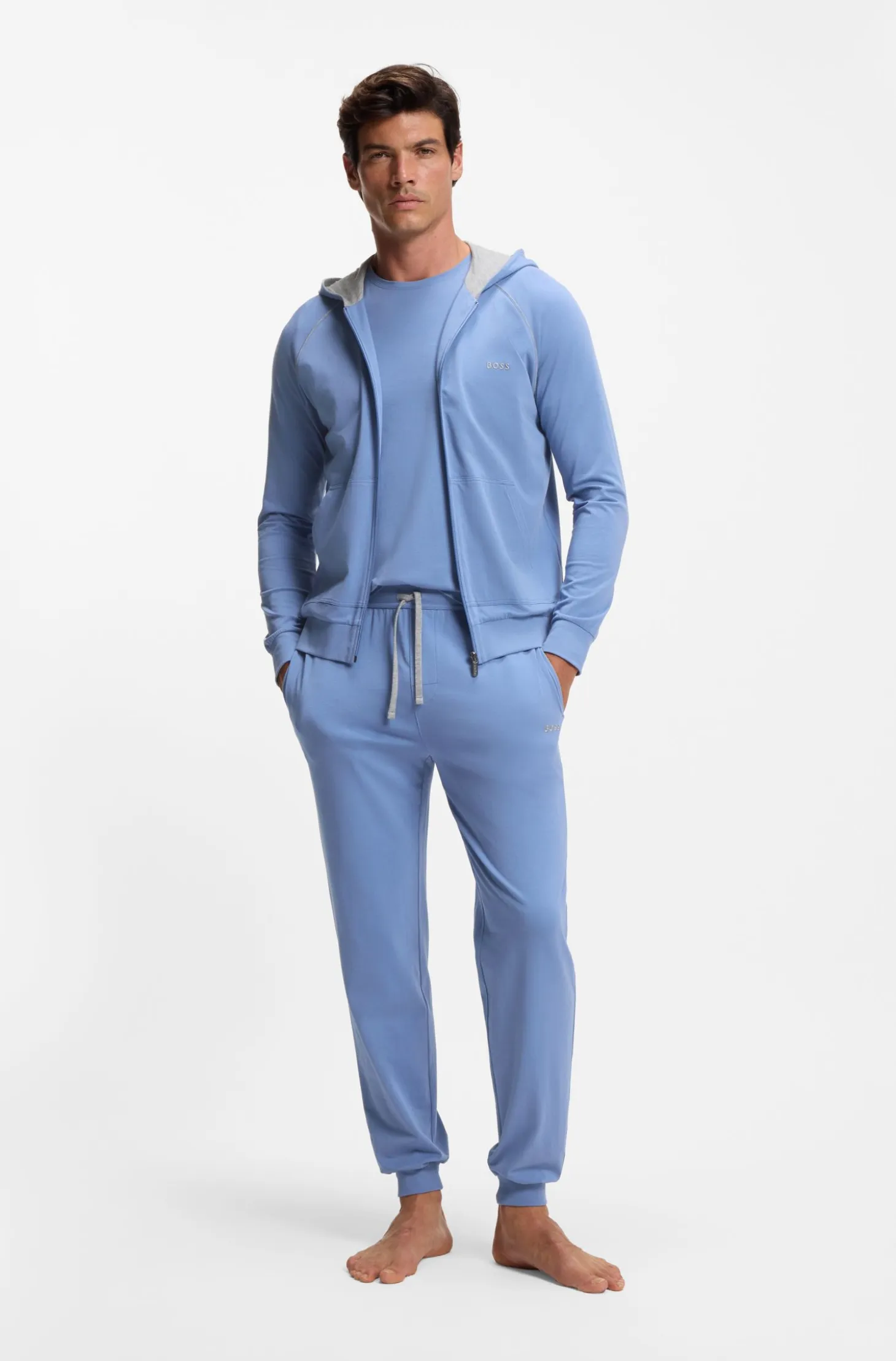 Stretch-cotton tracksuit bottoms with embroidered logo