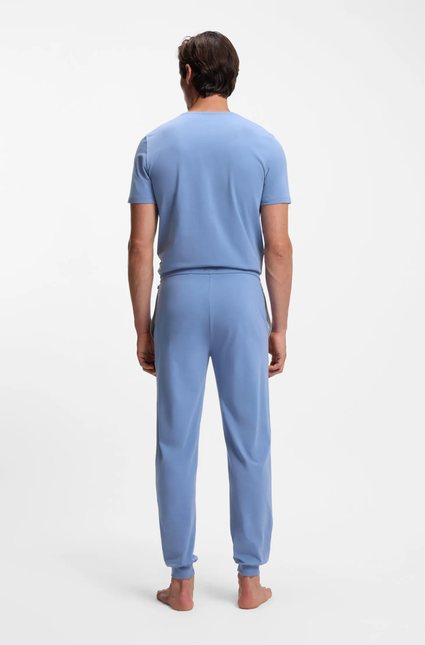 Stretch-cotton tracksuit bottoms with embroidered logo