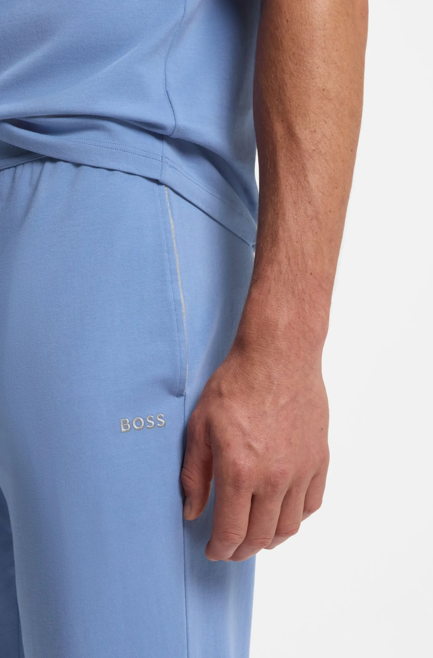 Stretch-cotton tracksuit bottoms with embroidered logo