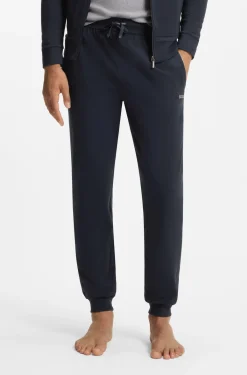 Stretch-cotton tracksuit bottoms with embroidered logo
