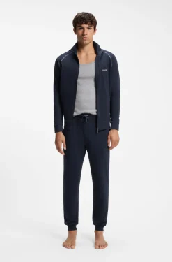 Stretch-cotton tracksuit bottoms with embroidered logo