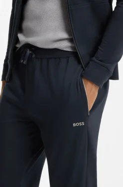 Stretch-cotton tracksuit bottoms with embroidered logo