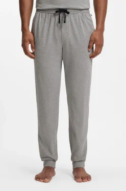 Stretch-cotton tracksuit bottoms with embroidered logo